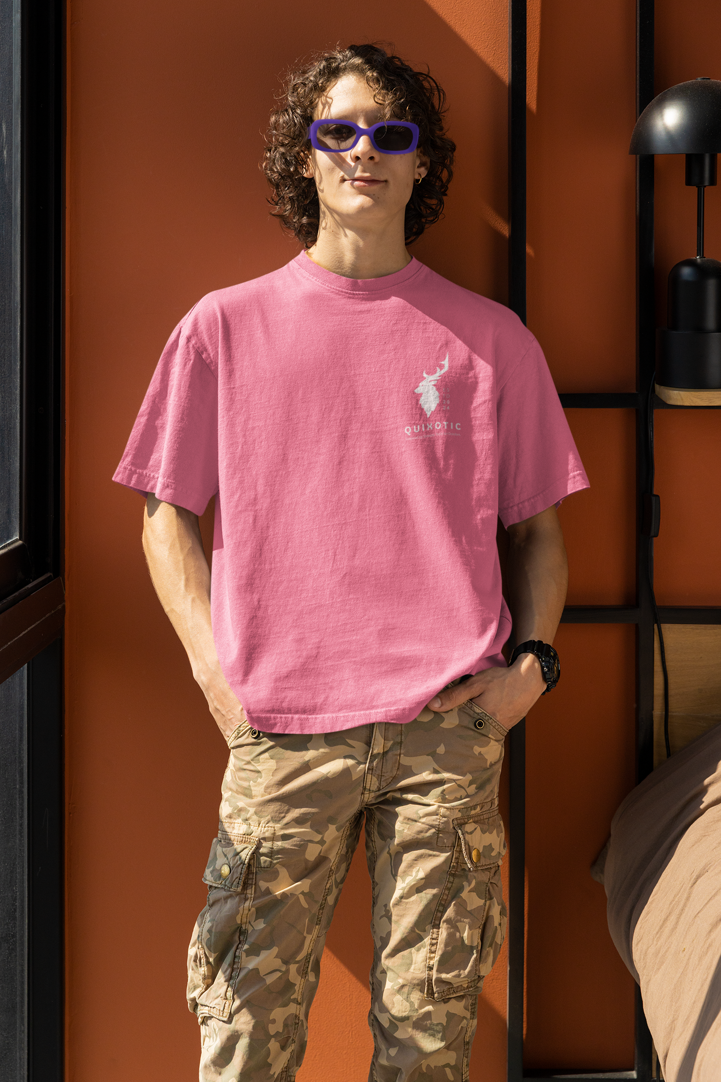 Premium Terry Oversized TShirt - Solids - Men - Flamingo