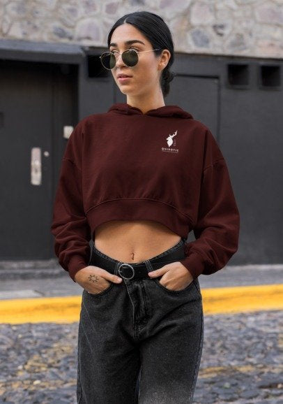 Stellar Crop Hoodies - Maroon