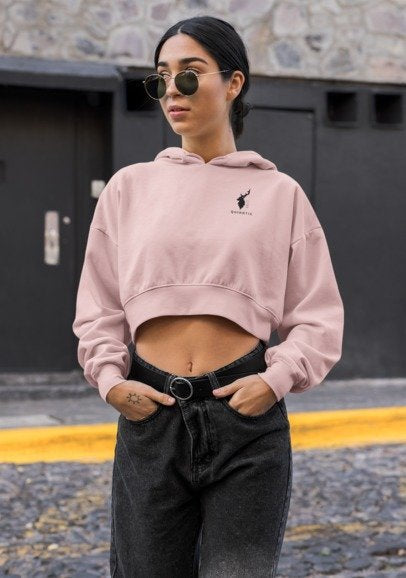 Stellar Crop Hoodies - Baby Pink