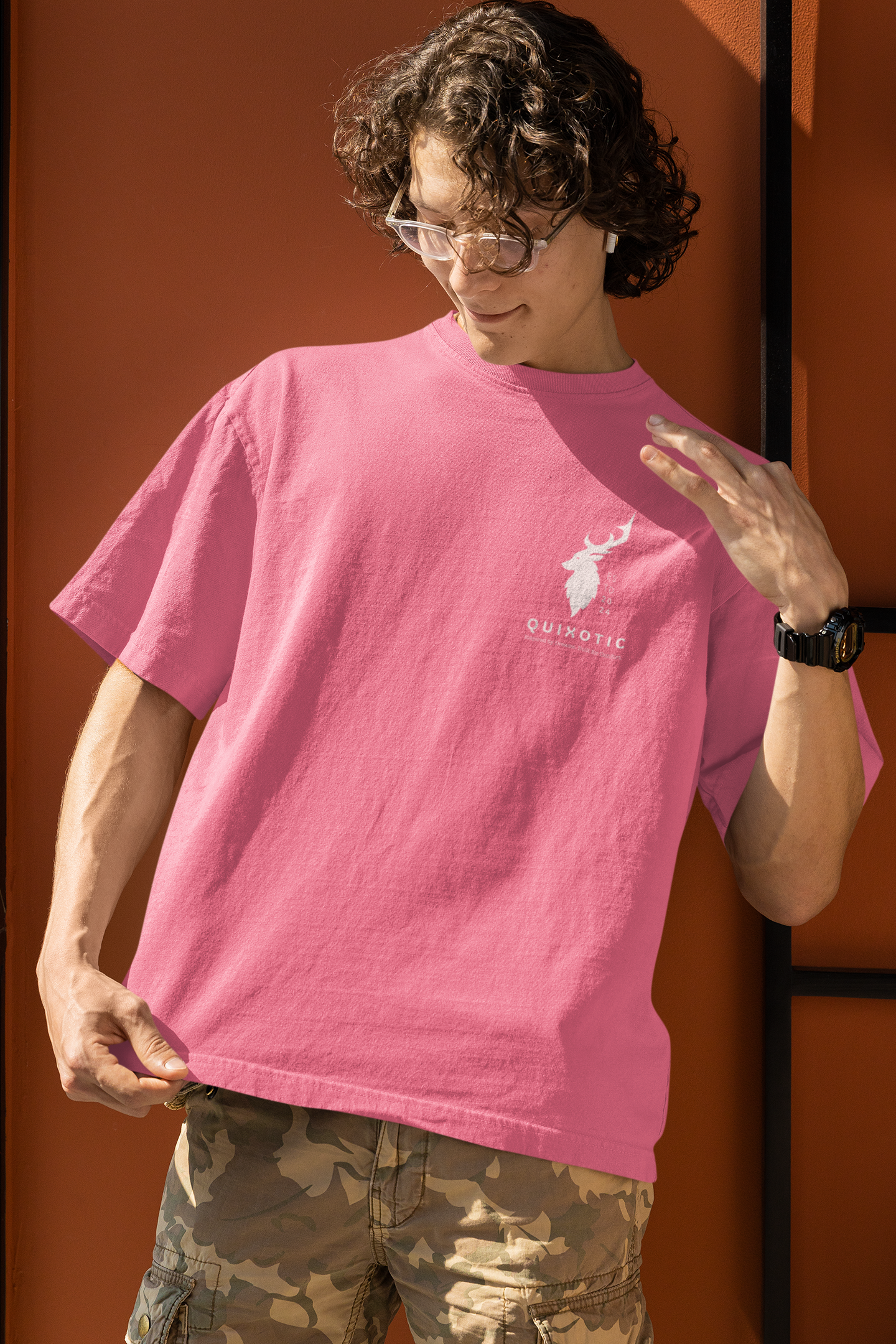 Premium Terry Oversized TShirt - Solids - Men - Flamingo